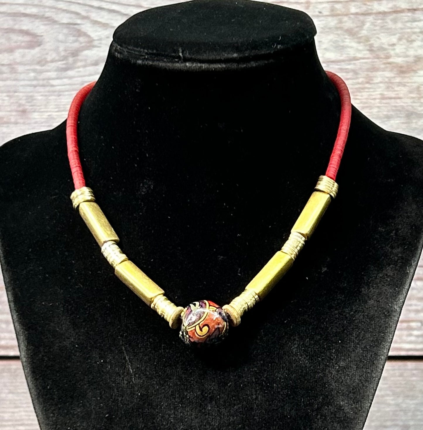 Painted Clay & Bead Necklace