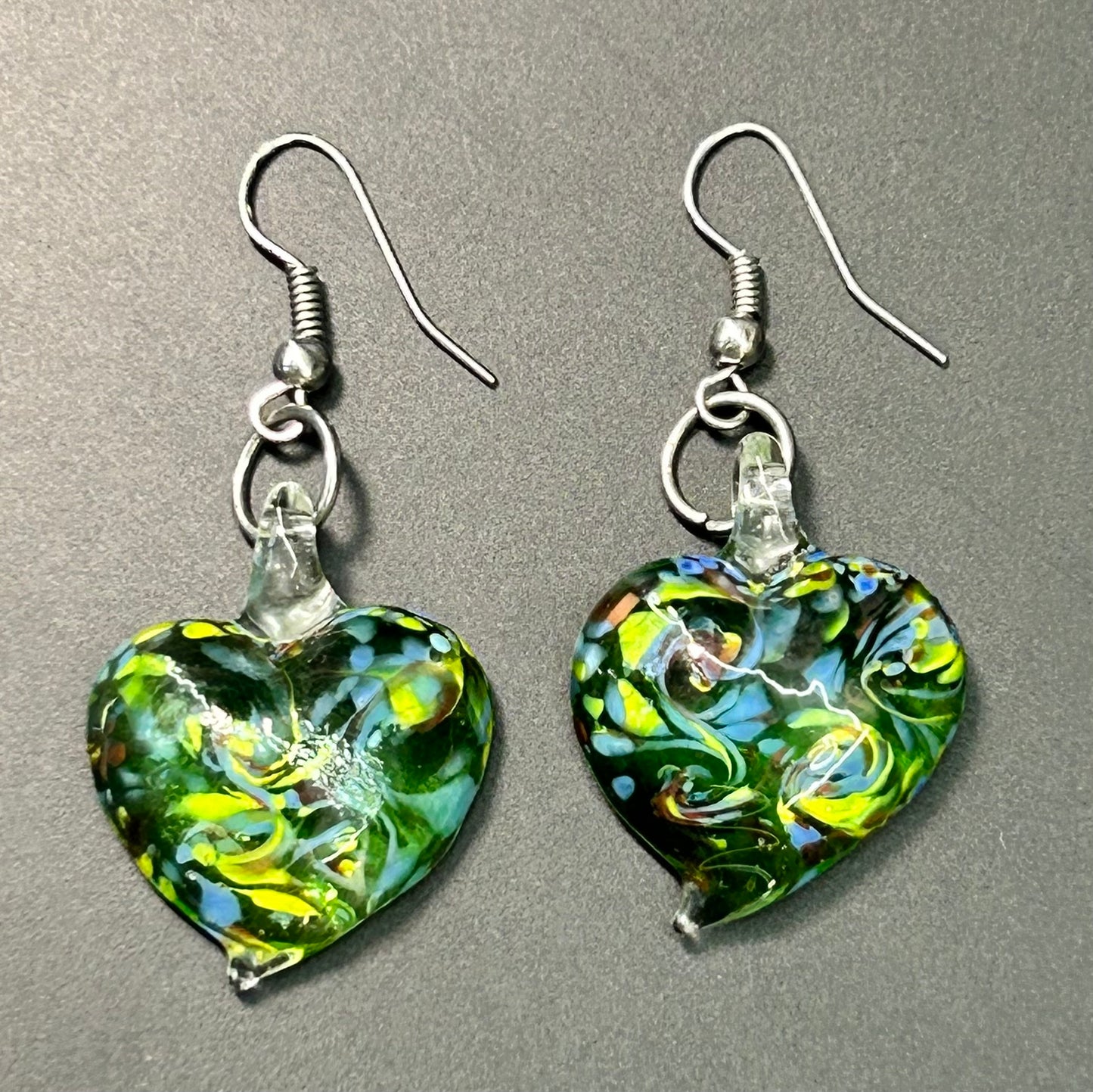 Heart Glass Dangle Earrings