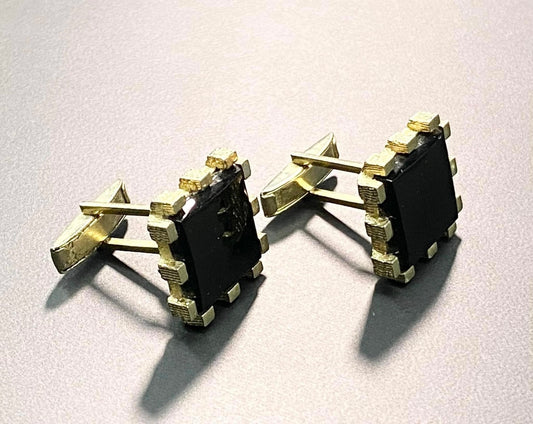 Vintage Black Glass Cufflinks
