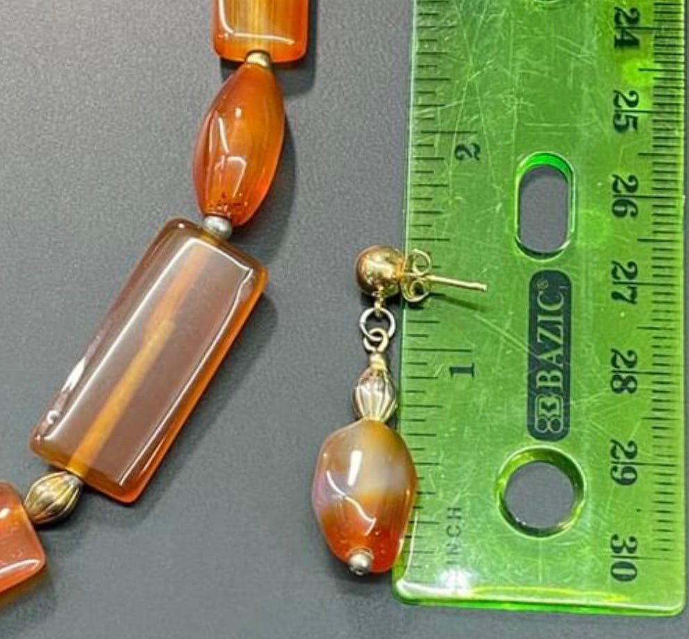 Carnelian Necklace Bracelet & Earrings Set