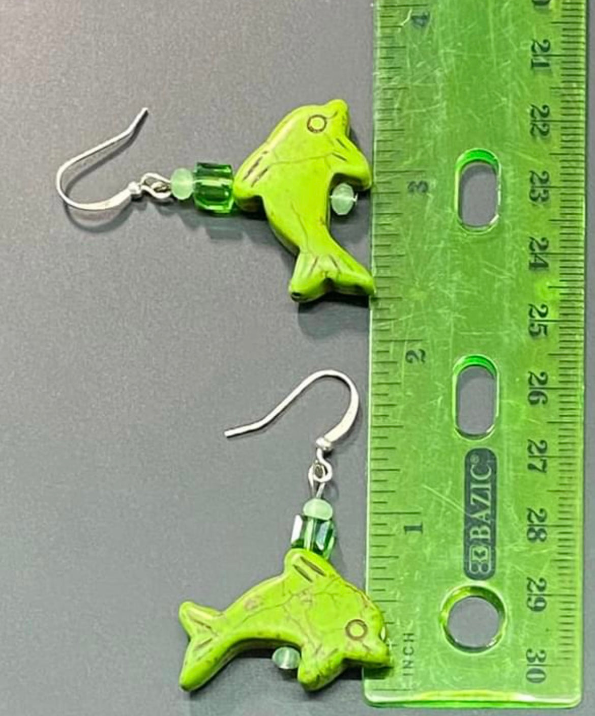 Dyed Stone Dolphin Earrings