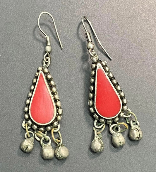 Red Enamel Bell Earrings