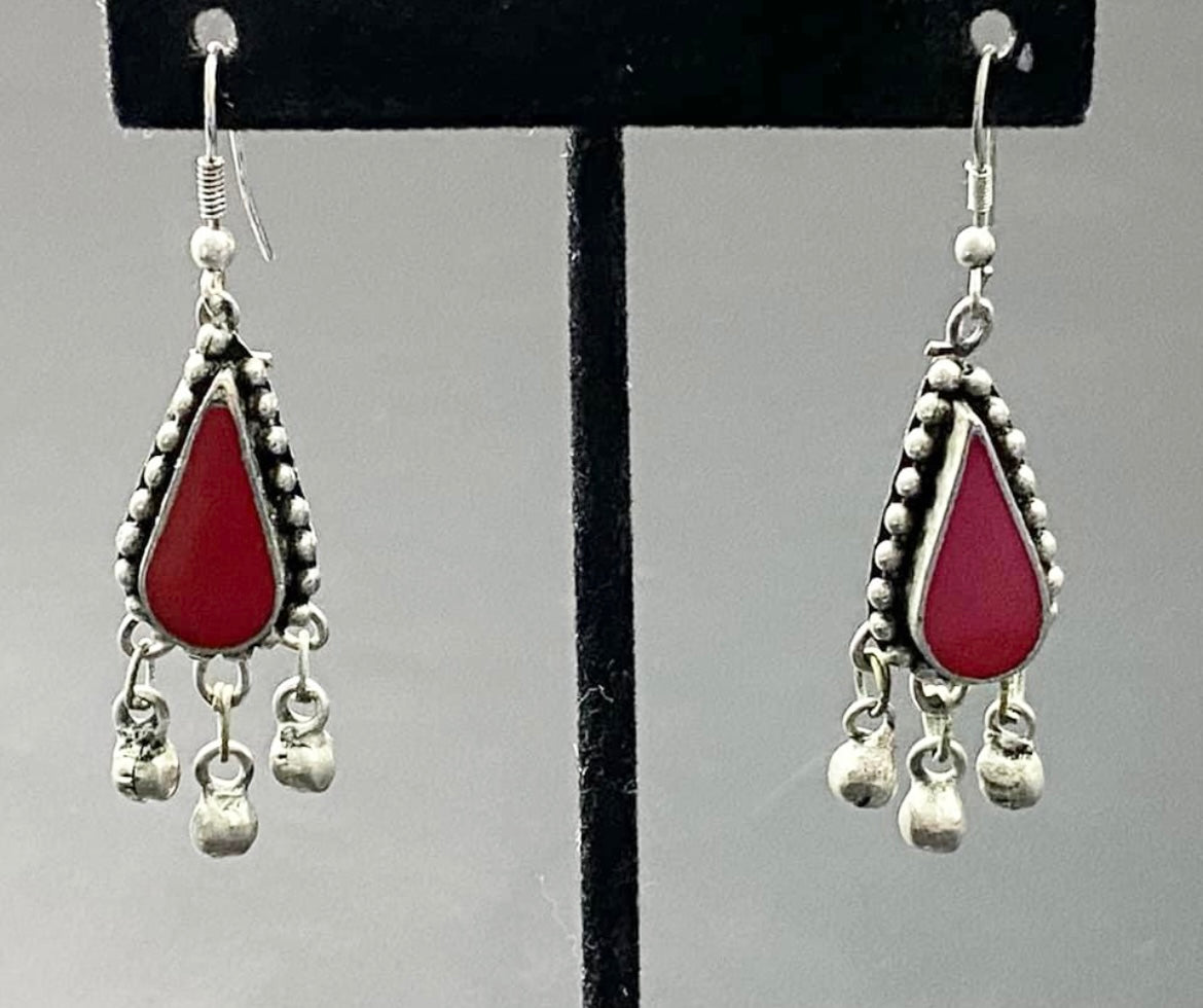Red Enamel Bell Earrings