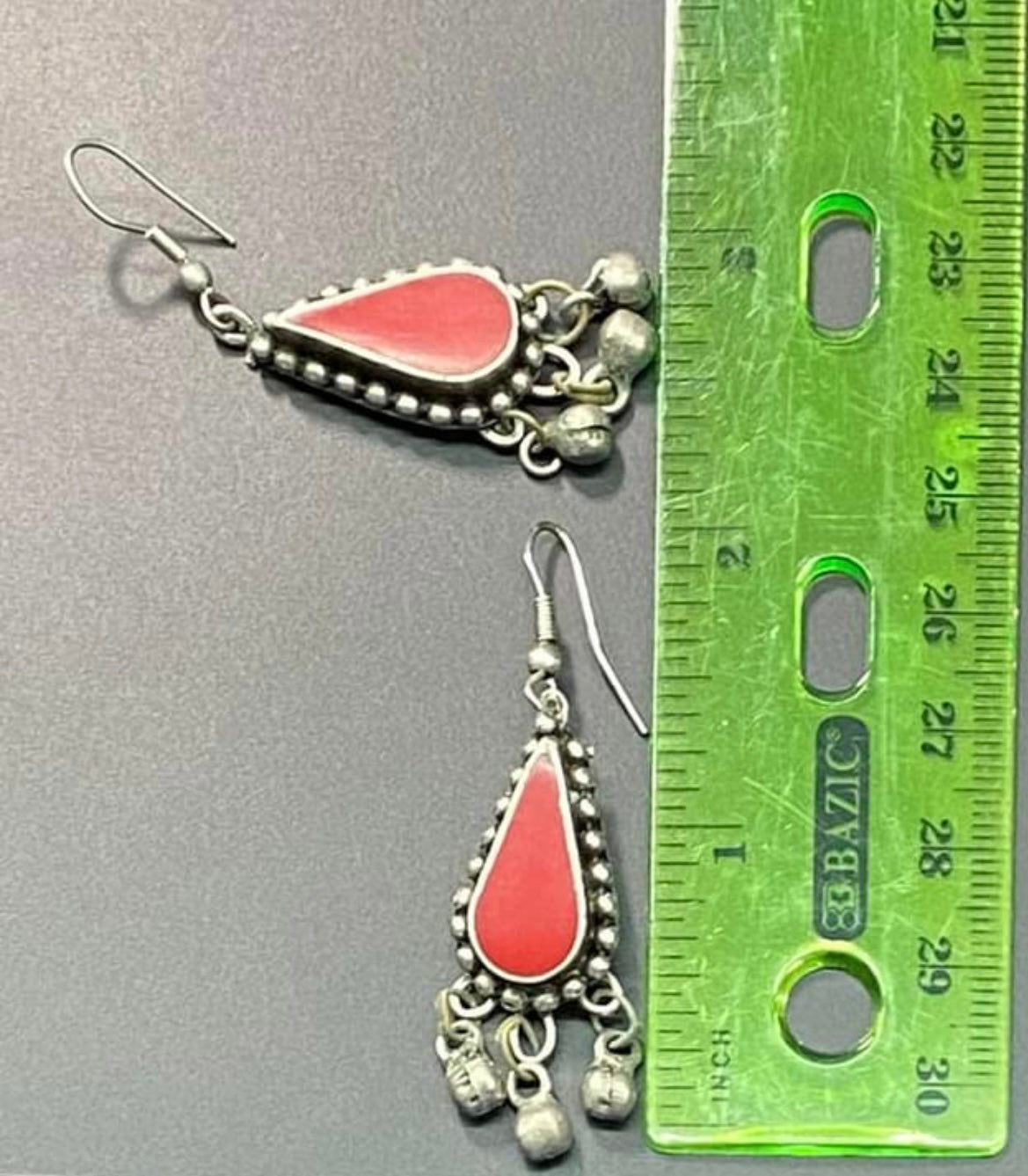 Red Enamel Bell Earrings