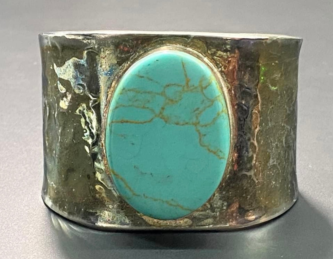 Mexico Sterling Silver Faux Turquoise Bracelet