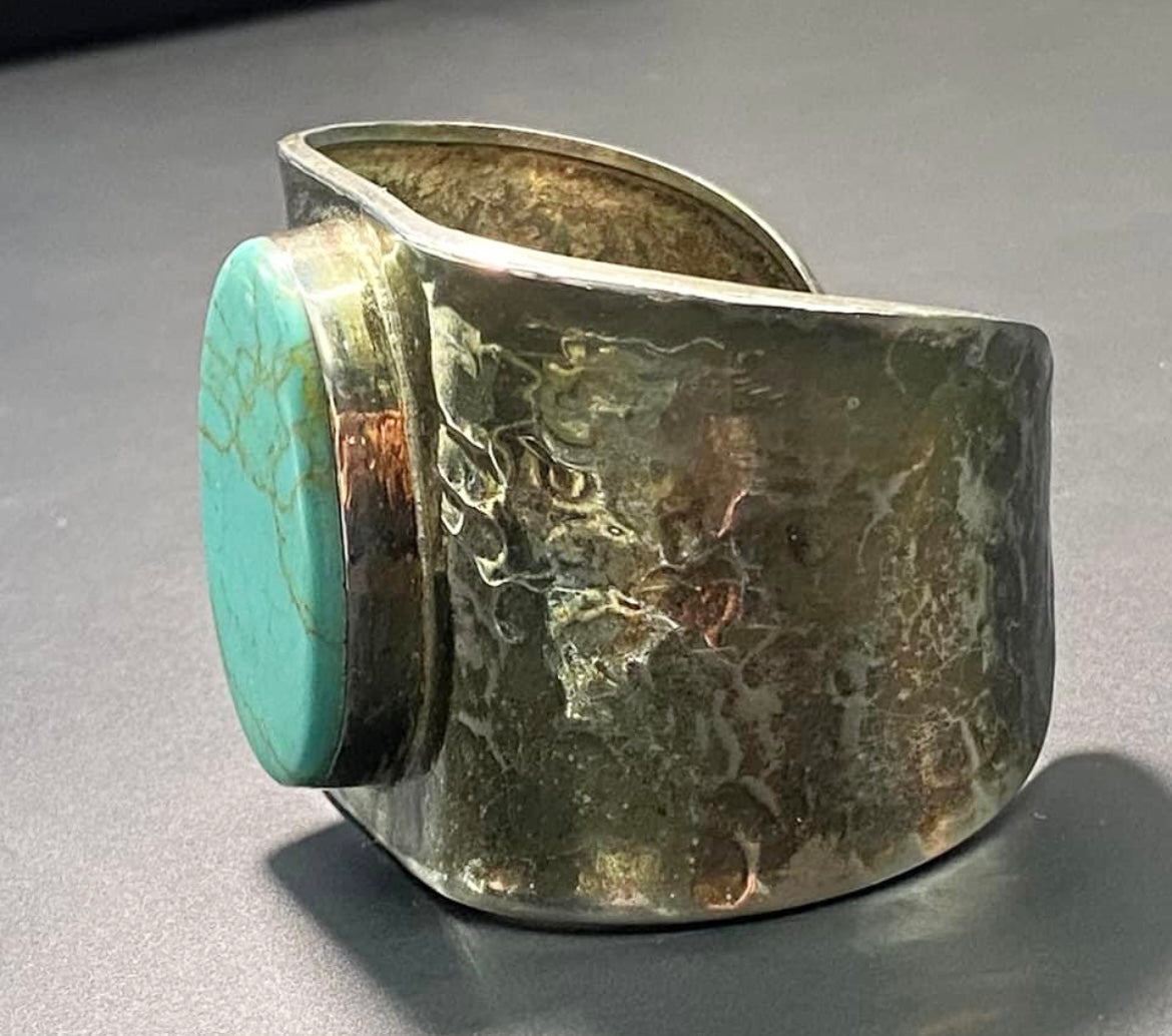 Mexico Sterling Silver Faux Turquoise Bracelet