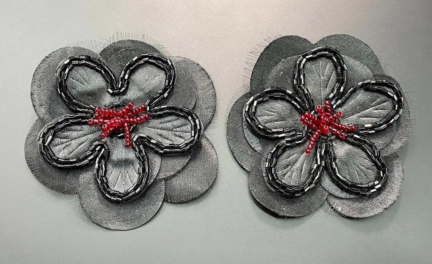 Black Flower Shoe Clips