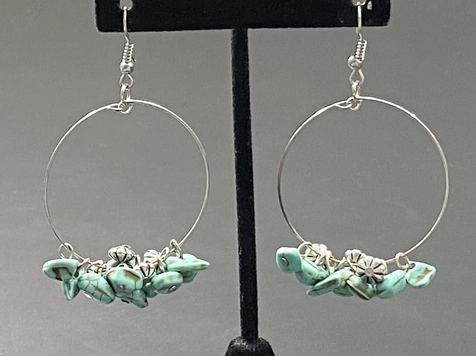 Silver Tone Turquoise Earrings