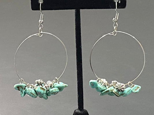 Silver Tone Turquoise Earrings