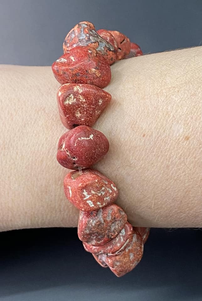 Red Stone Stretch Bracelet