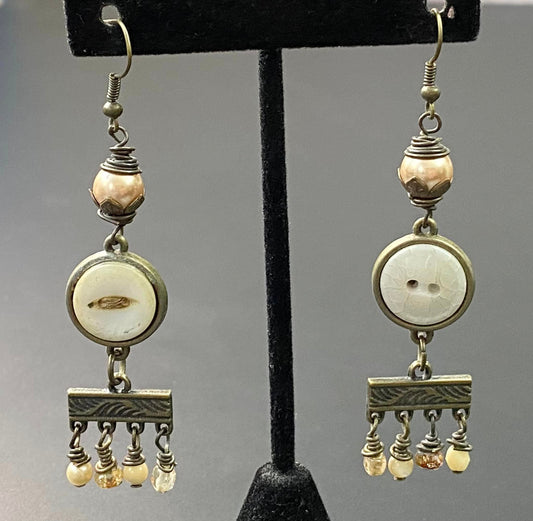 Button Dangle Earrings