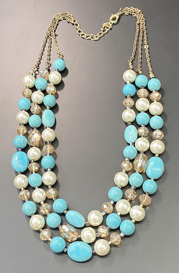 Triple Strand Beaded Necklace