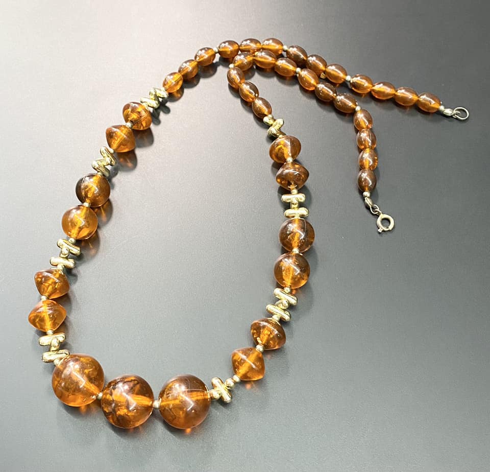 Acrylic amber color bead necklace
