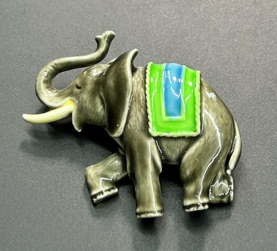 Enamel Elephant Brooch