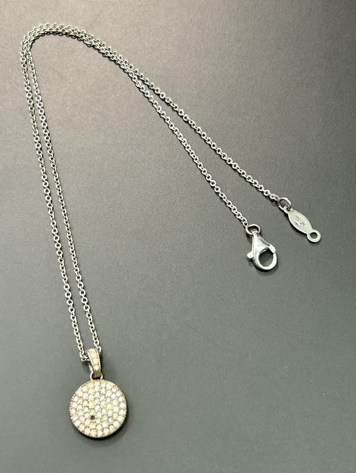Sterling Silver Double Sided Pendant Necklace