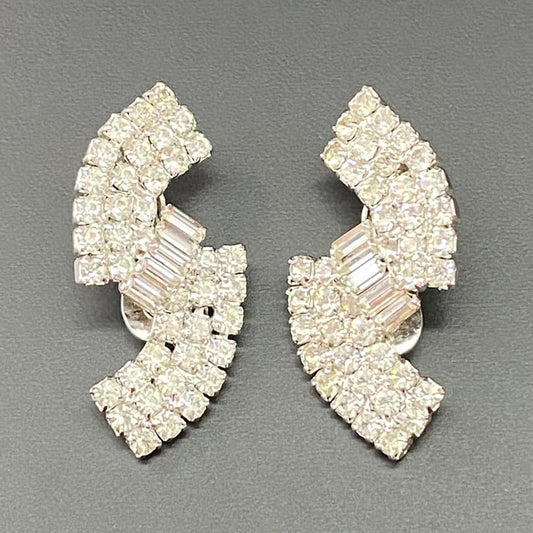Vintage Rhinestone Clip Earrings