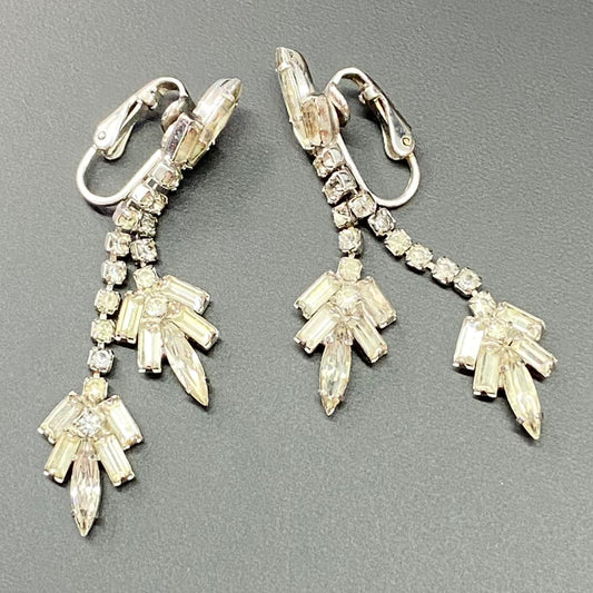 Vintage Rhinestone Clip Earrings