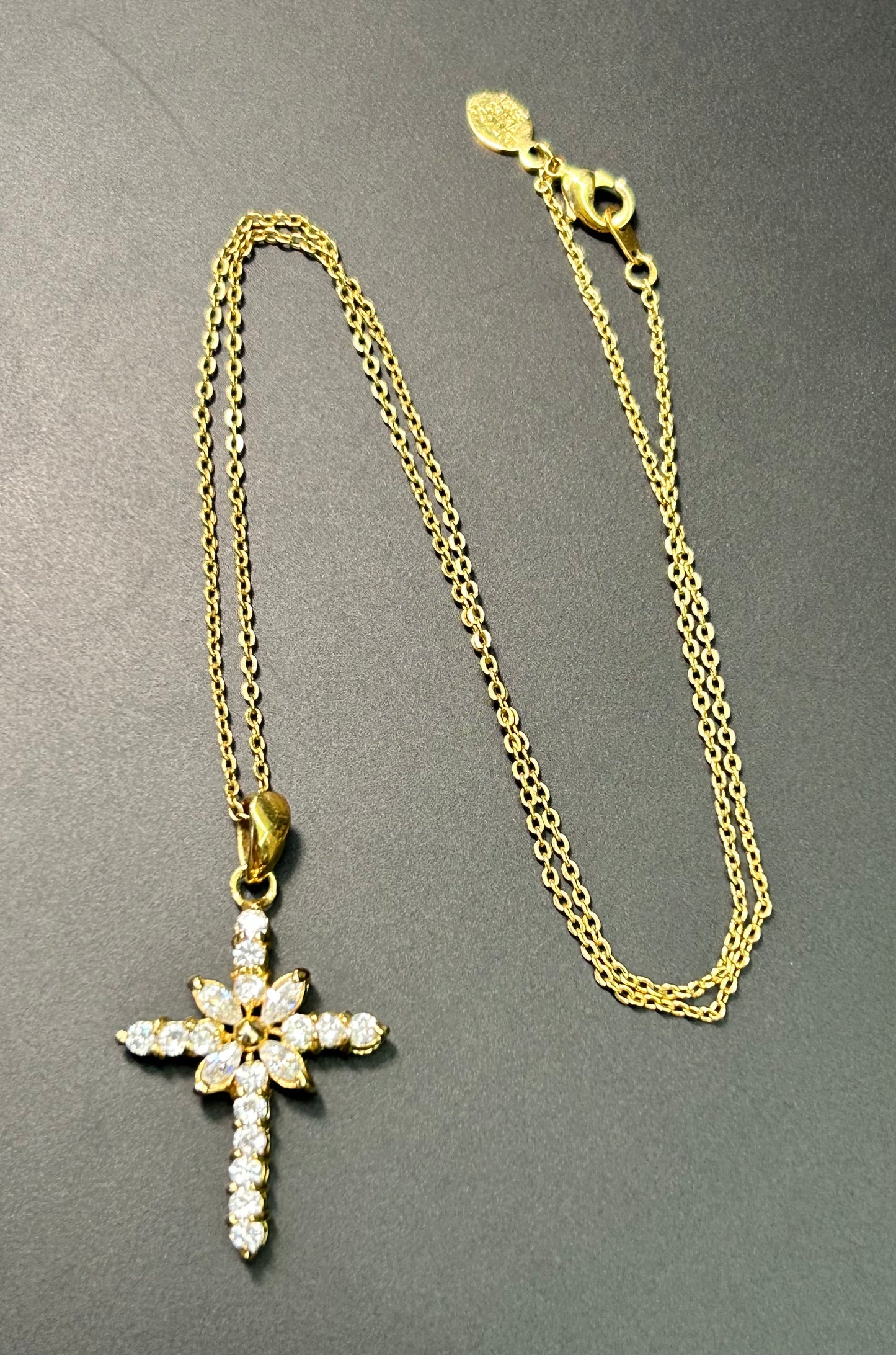 CFJ 14K Gold Electroplated Cross Necklace