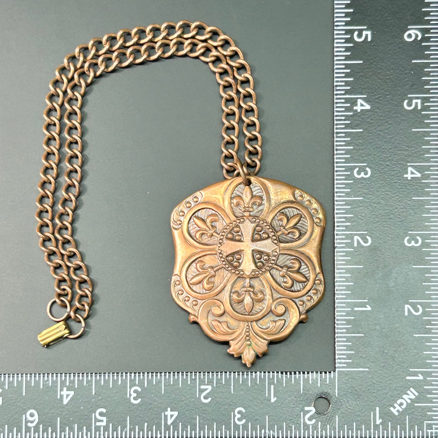 Vintage Copper Crest Necklace