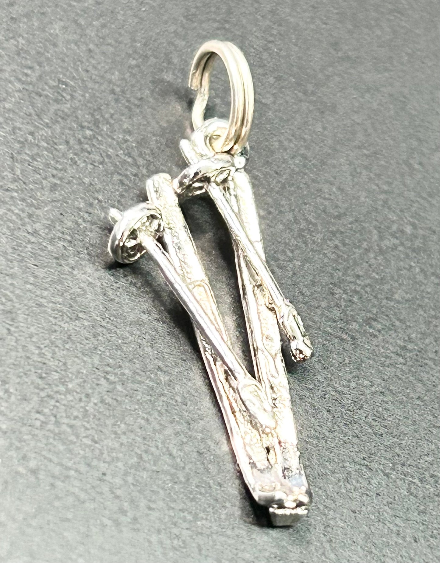 Sterling Silver Skis Charm or Charm