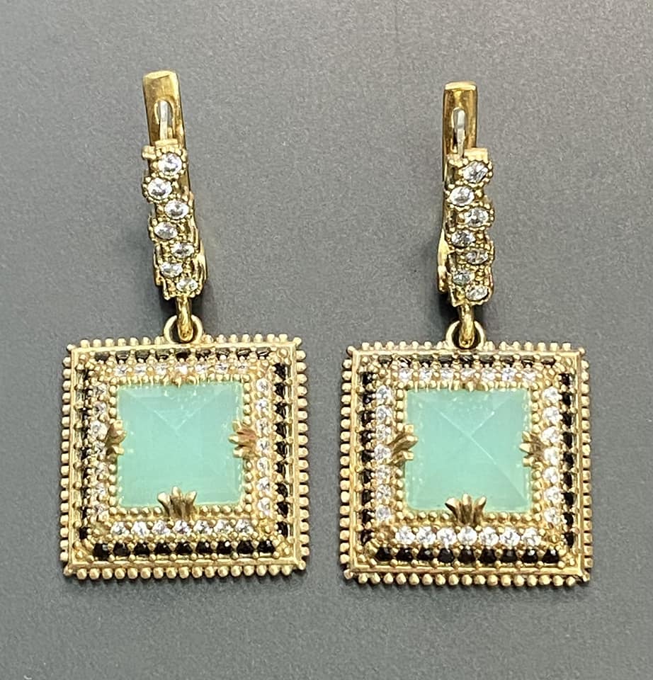 Brass & Sterling Silver CZ Earrings