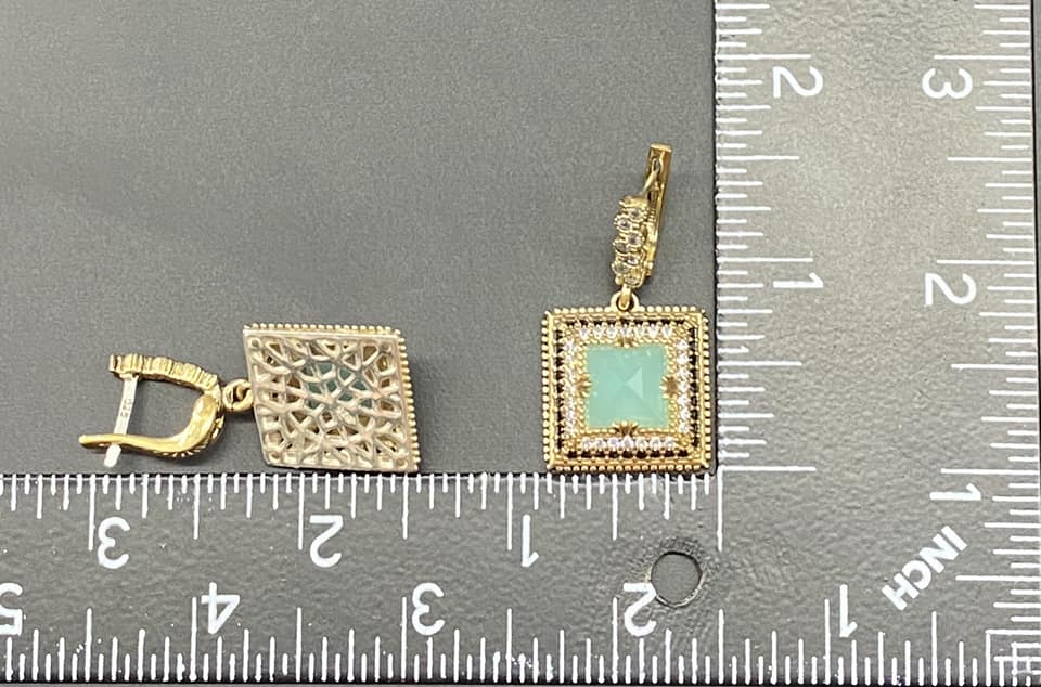 Brass & Sterling Silver CZ Earrings