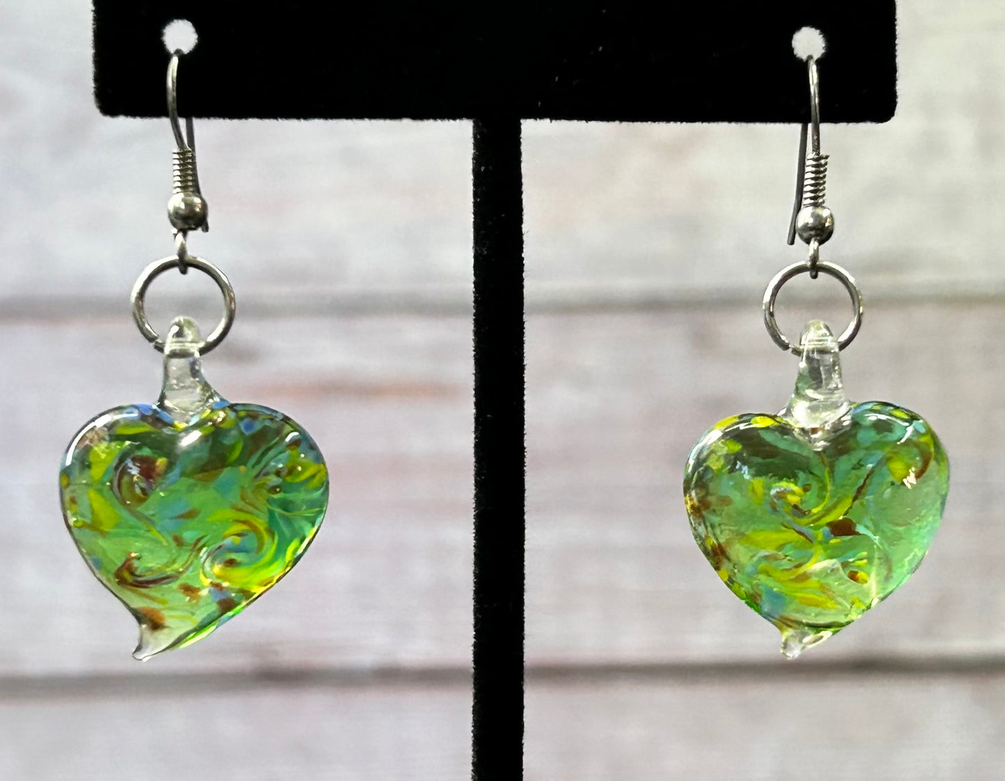 Heart Glass Dangle Earrings
