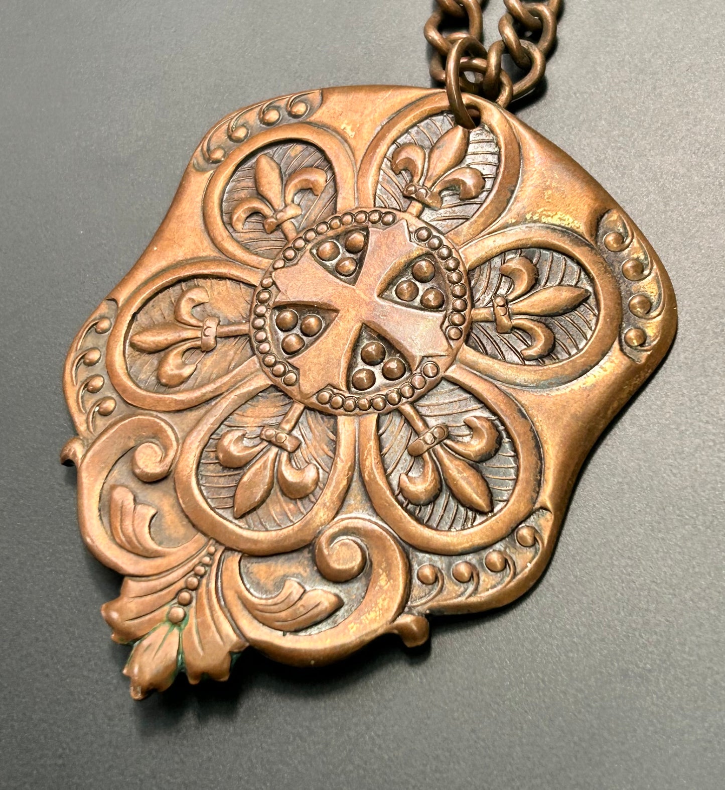 Vintage Copper Crest Necklace