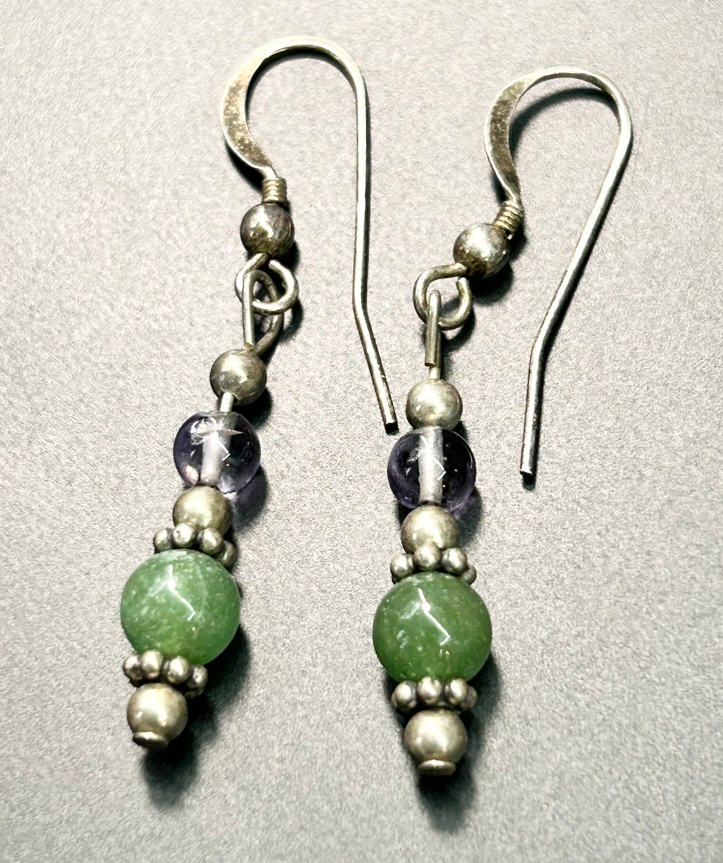 Sterling Silver Aventurine & Amethyst Earrings