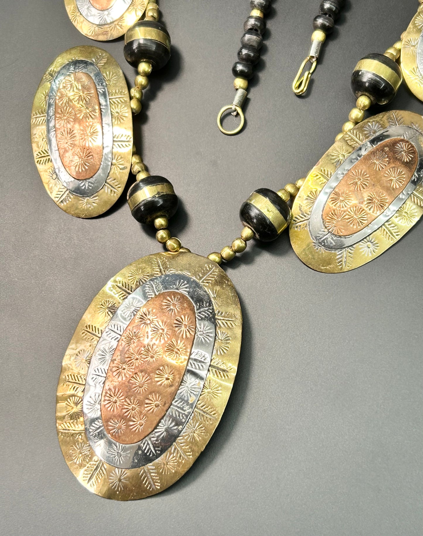 Vintage Mixed Metal Tribal Necklace