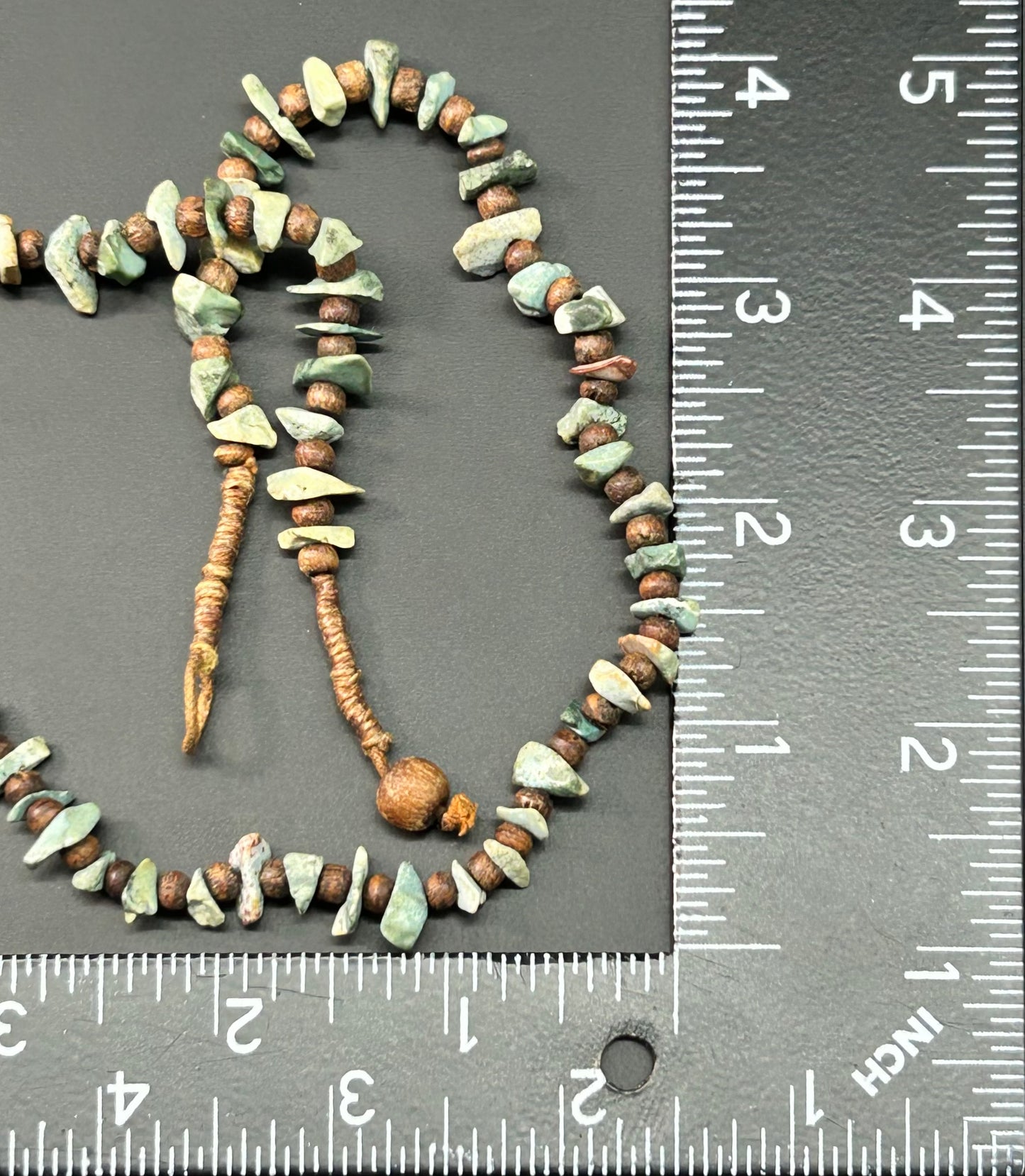 Turquoise & Wood Chip Necklace