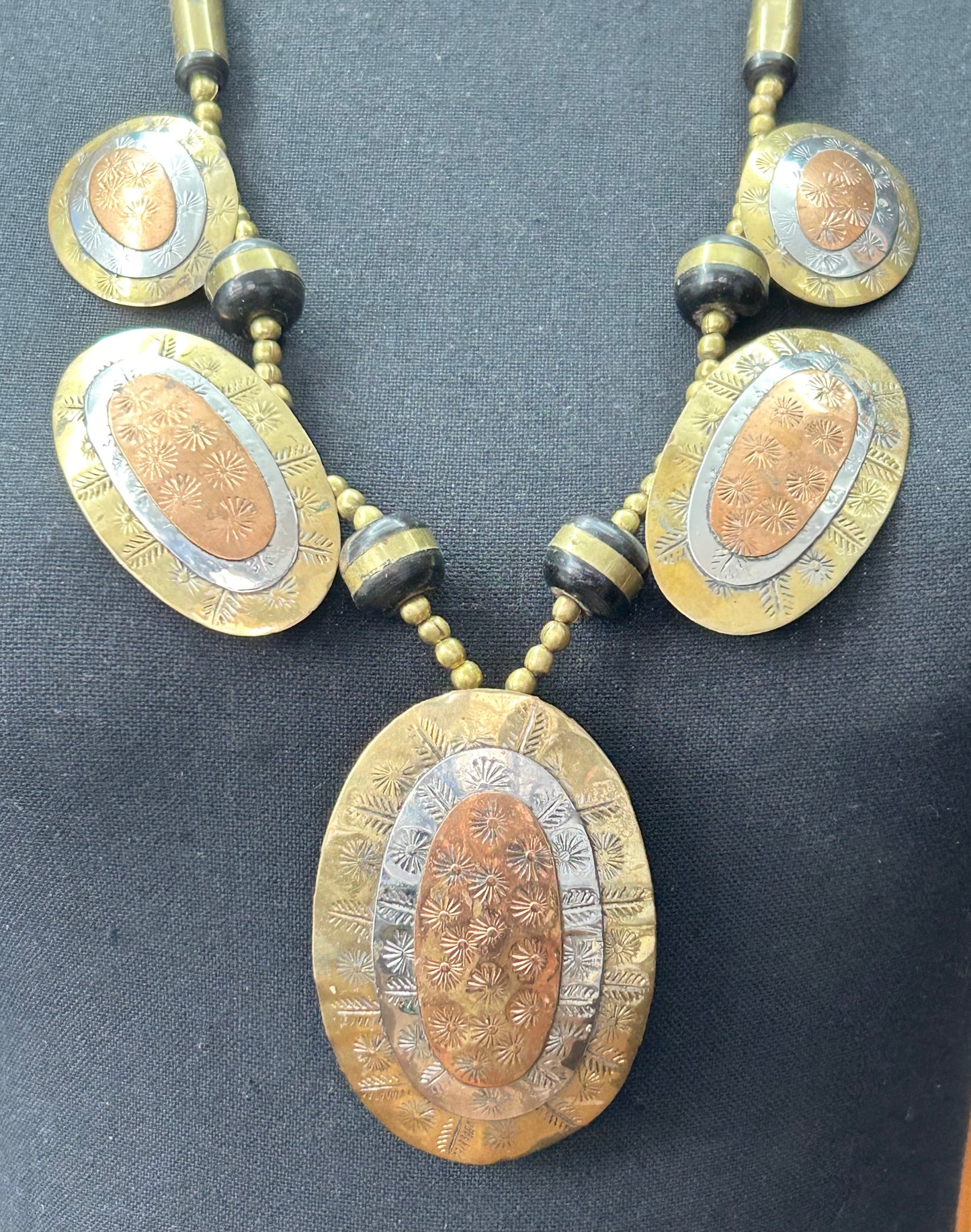 Vintage Mixed Metal Tribal Necklace