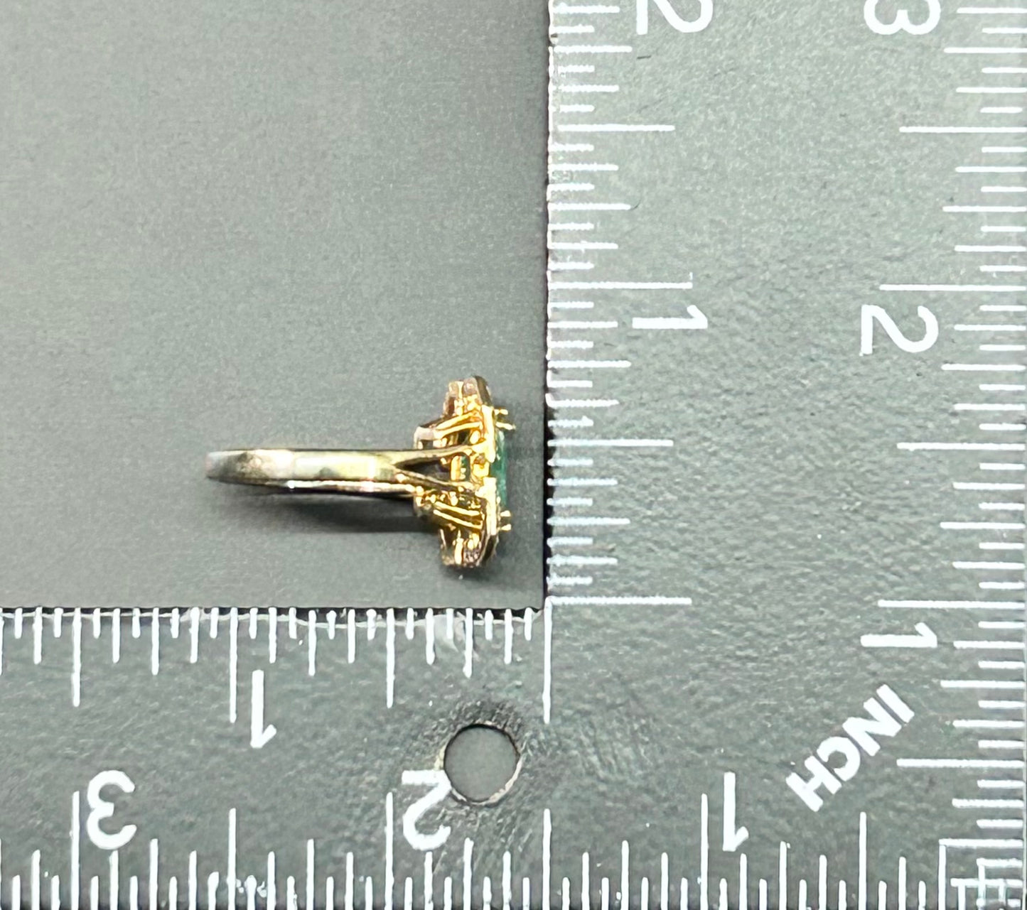 Sterling Silver Vermeil Emerald & Topaz Ring Size 6