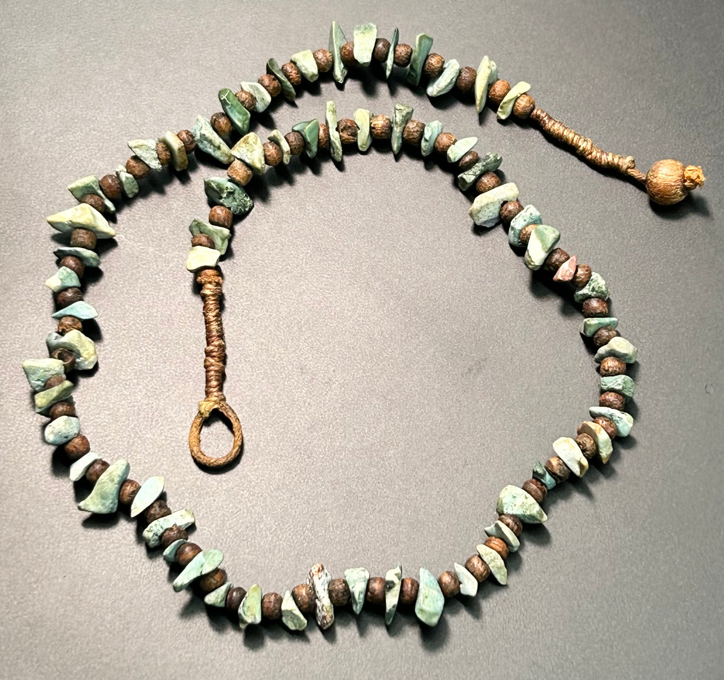 Turquoise & Wood Chip Necklace