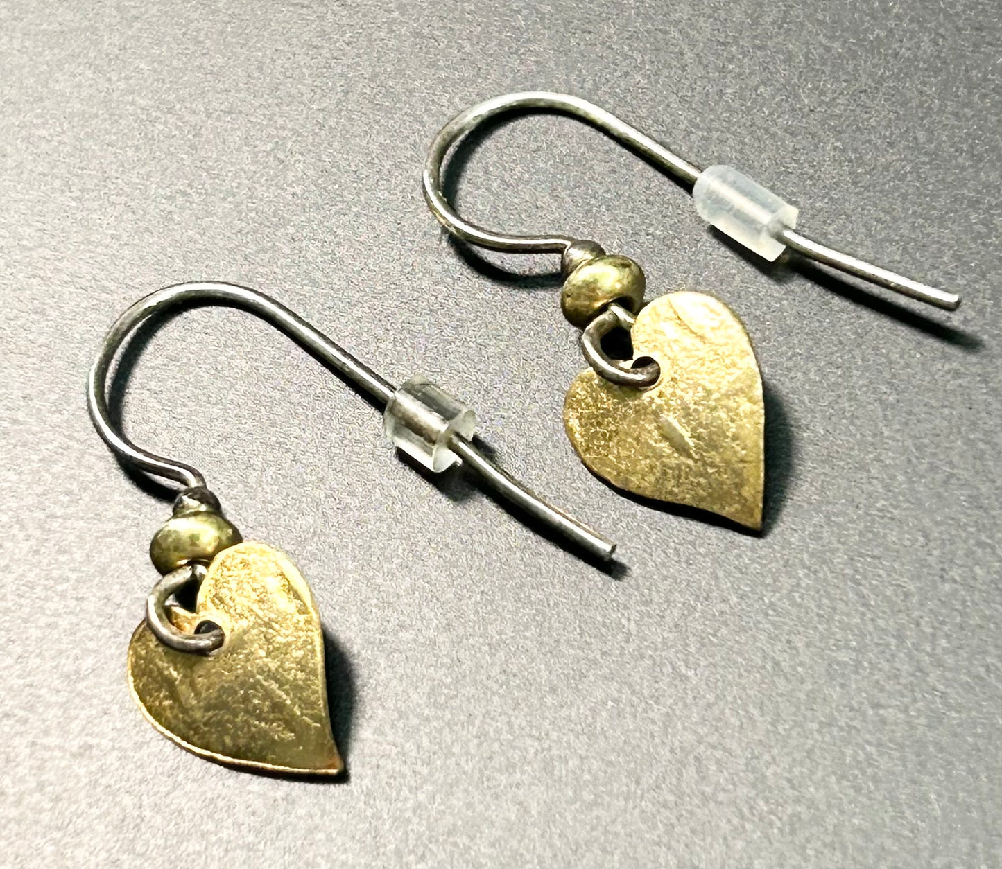 Sterling Silver & Brass Heart Earrings