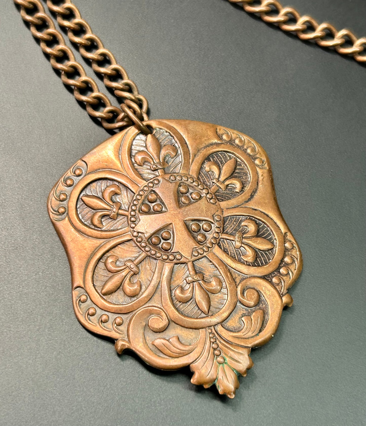 Vintage Copper Crest Necklace