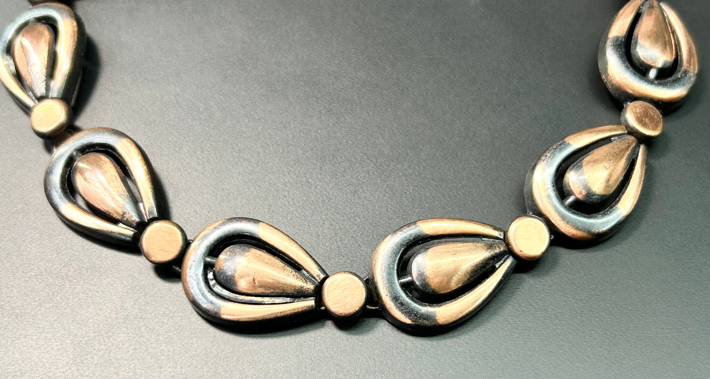 Vintage Copper Overlay Collar Necklace