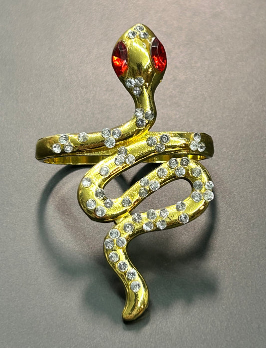 Rhinestone Snake Double Ring