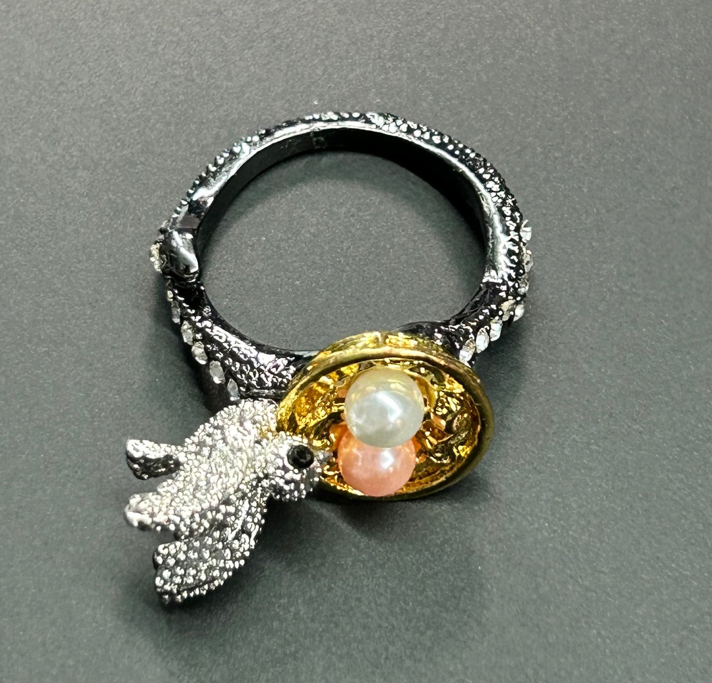 Rhinestone Bird's Nest Ring
