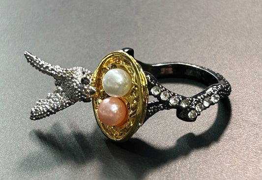 Rhinestone Bird's Nest Ring