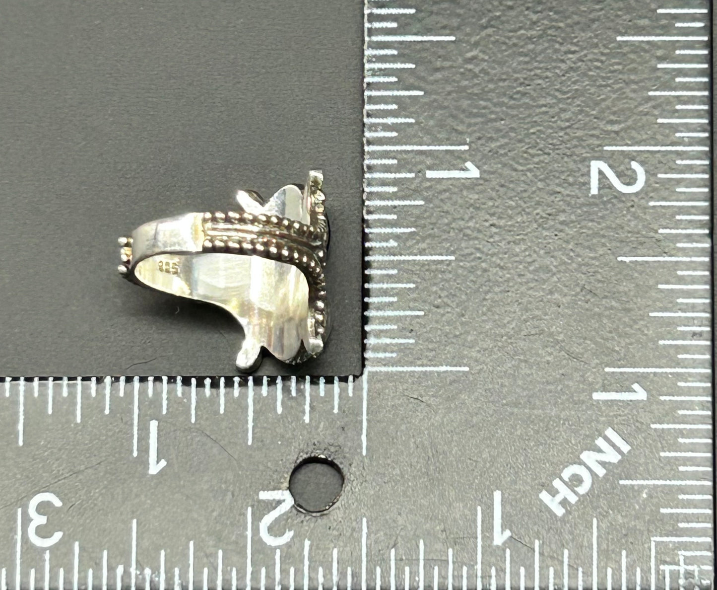 Silver Tone Amethyst & Quartz Ring