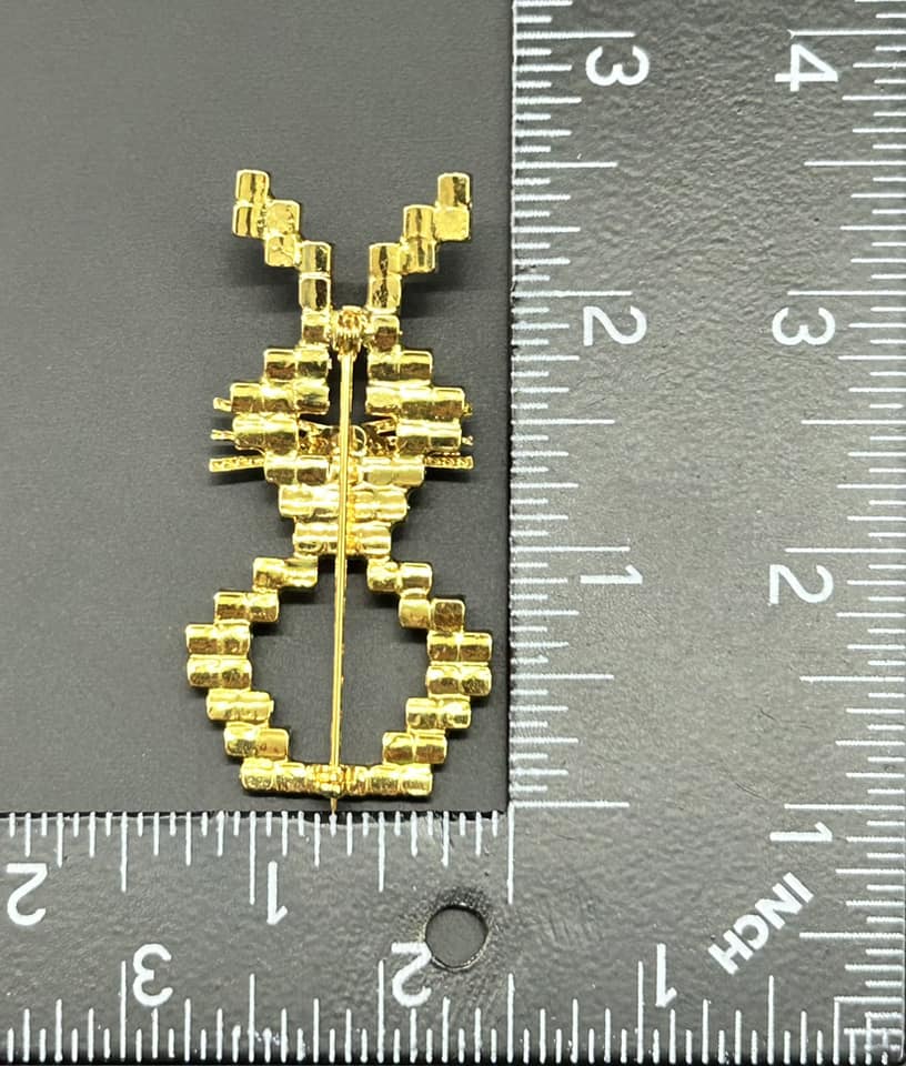 Rhinestone Bunny Brooch