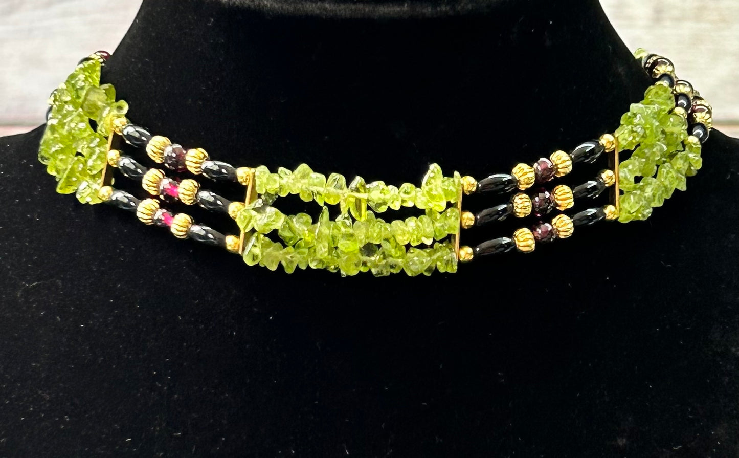Peridot & Garnet Choker Necklace