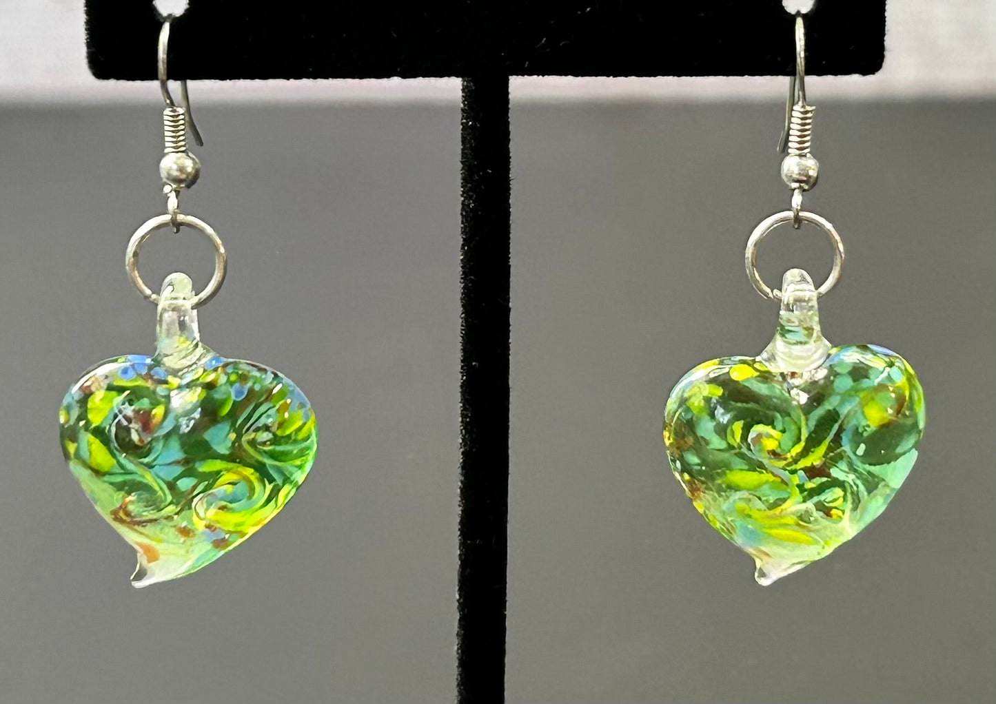 Heart Glass Dangle Earrings