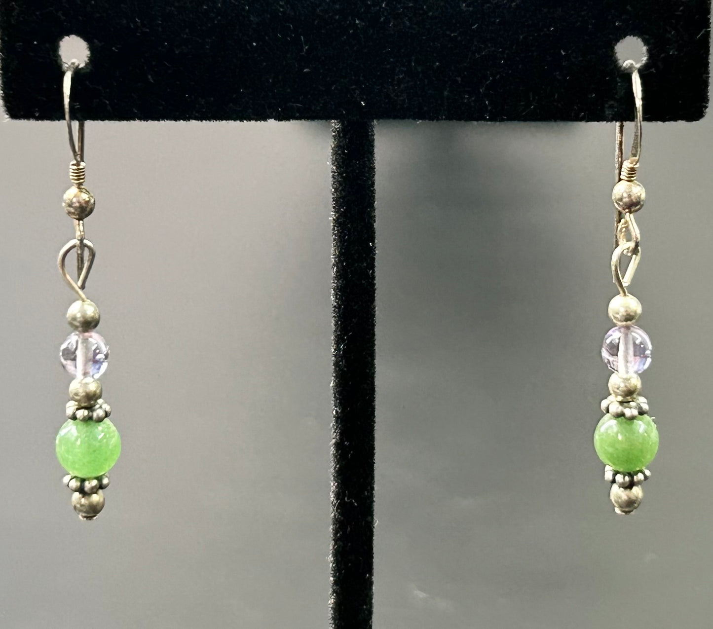 Sterling Silver Aventurine & Amethyst Earrings