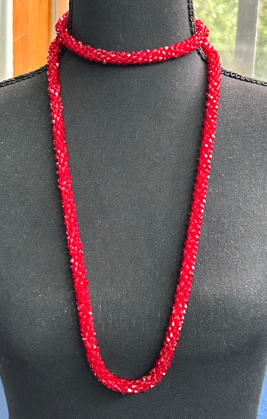 Long Faceted Glass Necklace