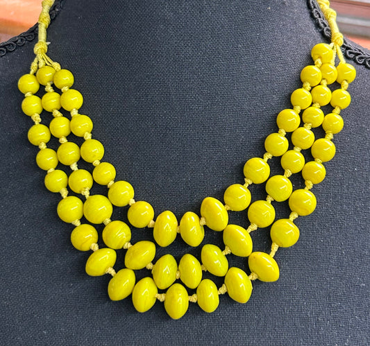 Vintage Yellow Glass Necklace