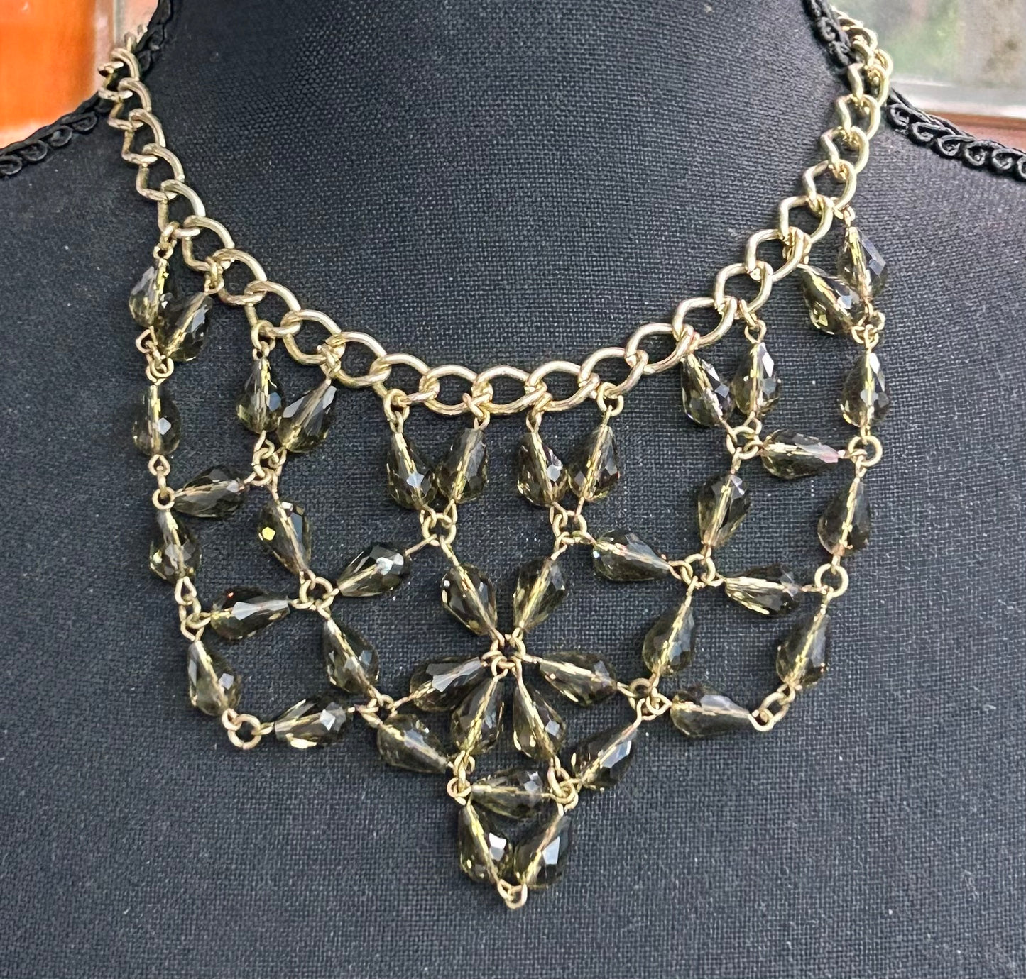Gold Tone Glass Necklace