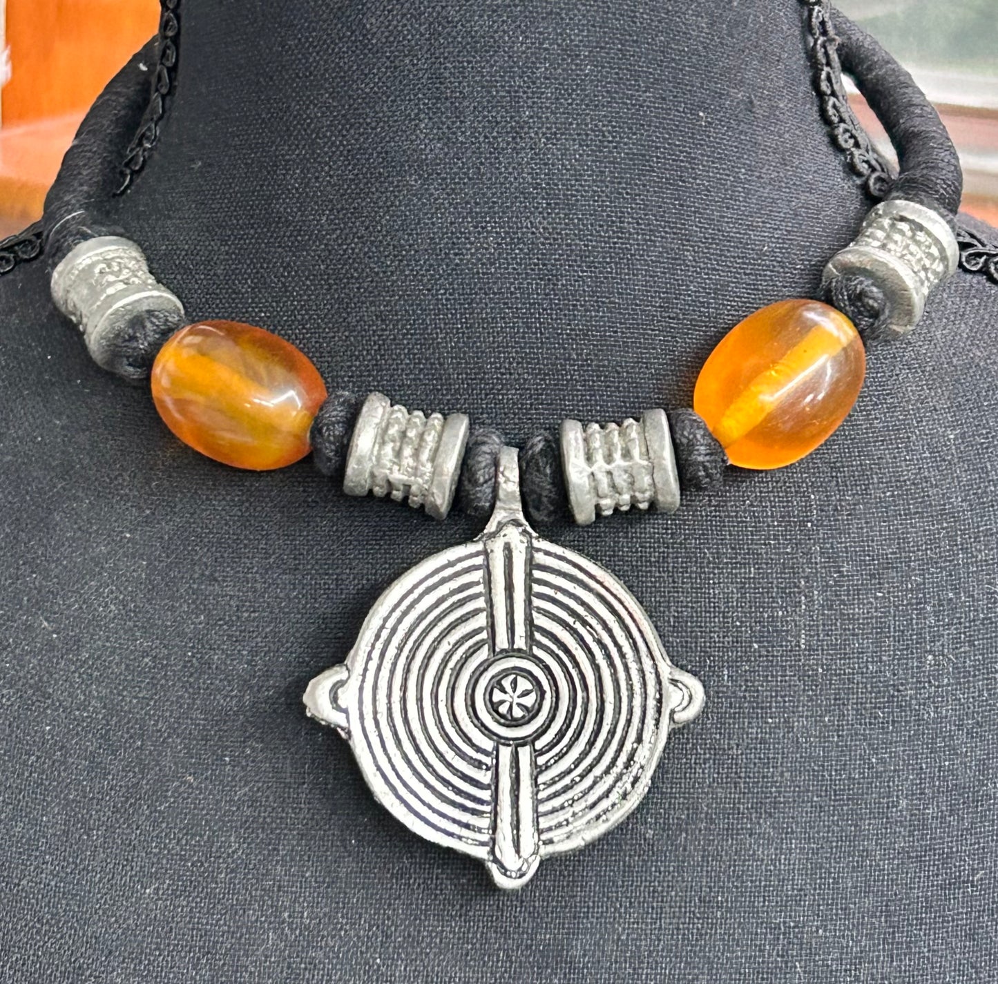 Silver Tone Tribal Necklace