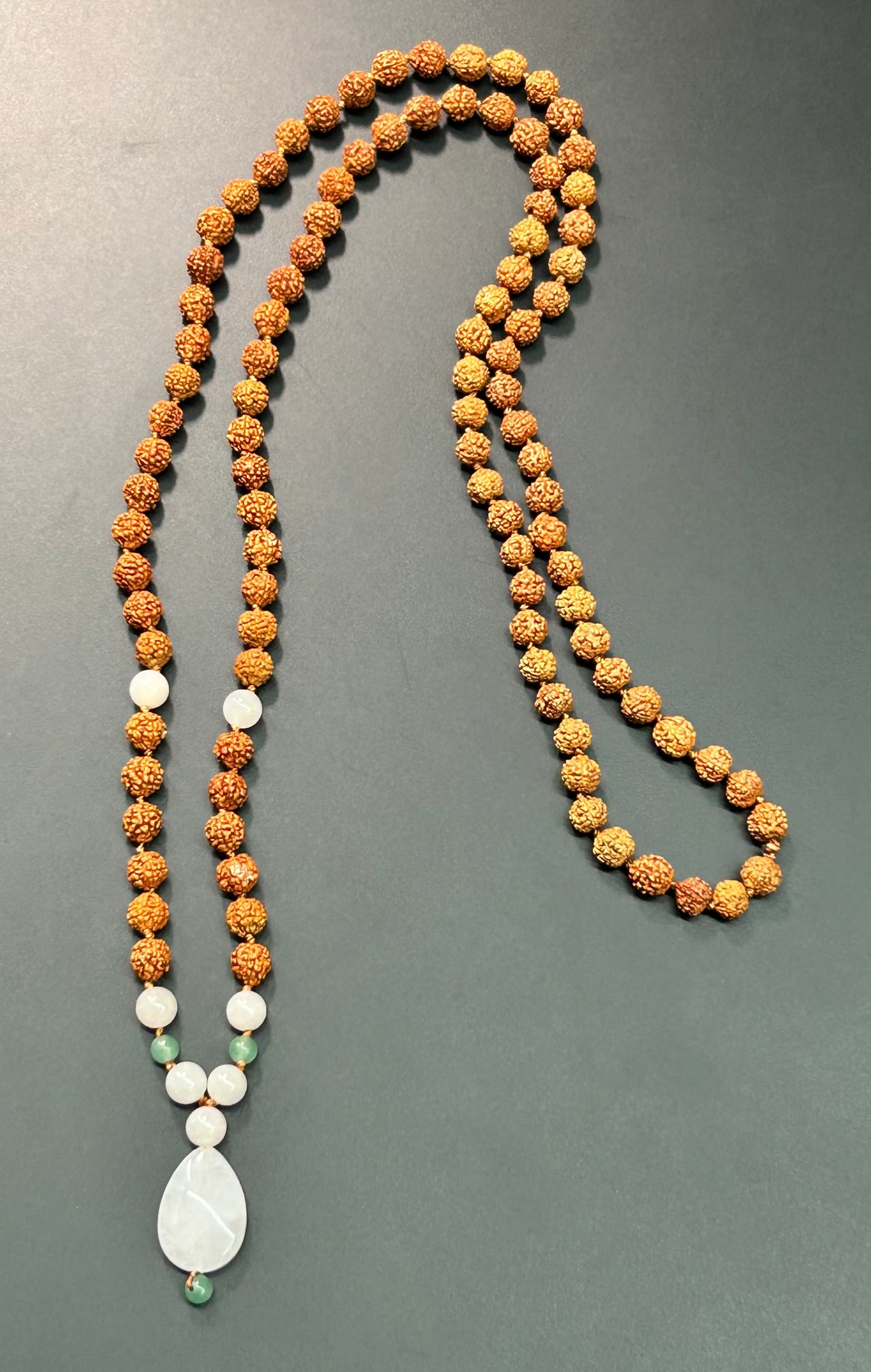 Rudraksha & Rose Quartz Necklace